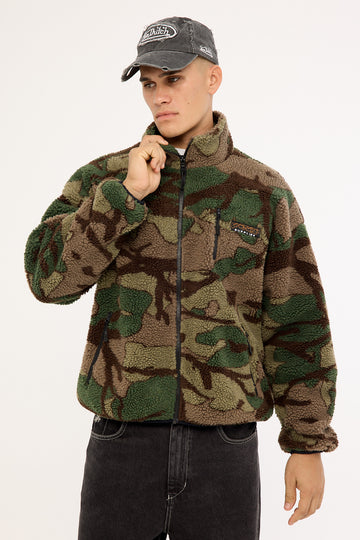 Worship Plain Sight Sherpa Jacket Camo Green
