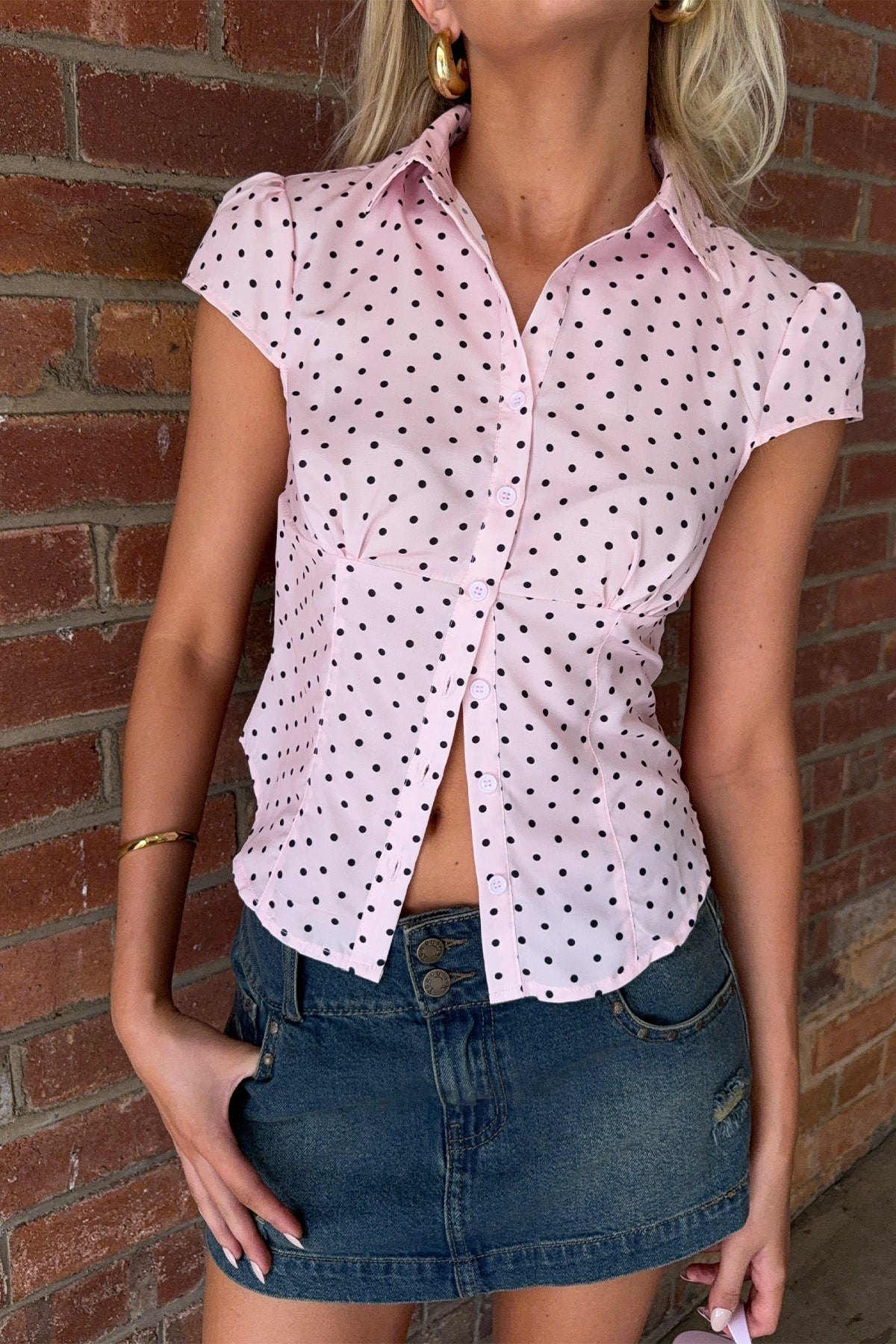 Lioness Mon Cheri Blouse Pink Polka