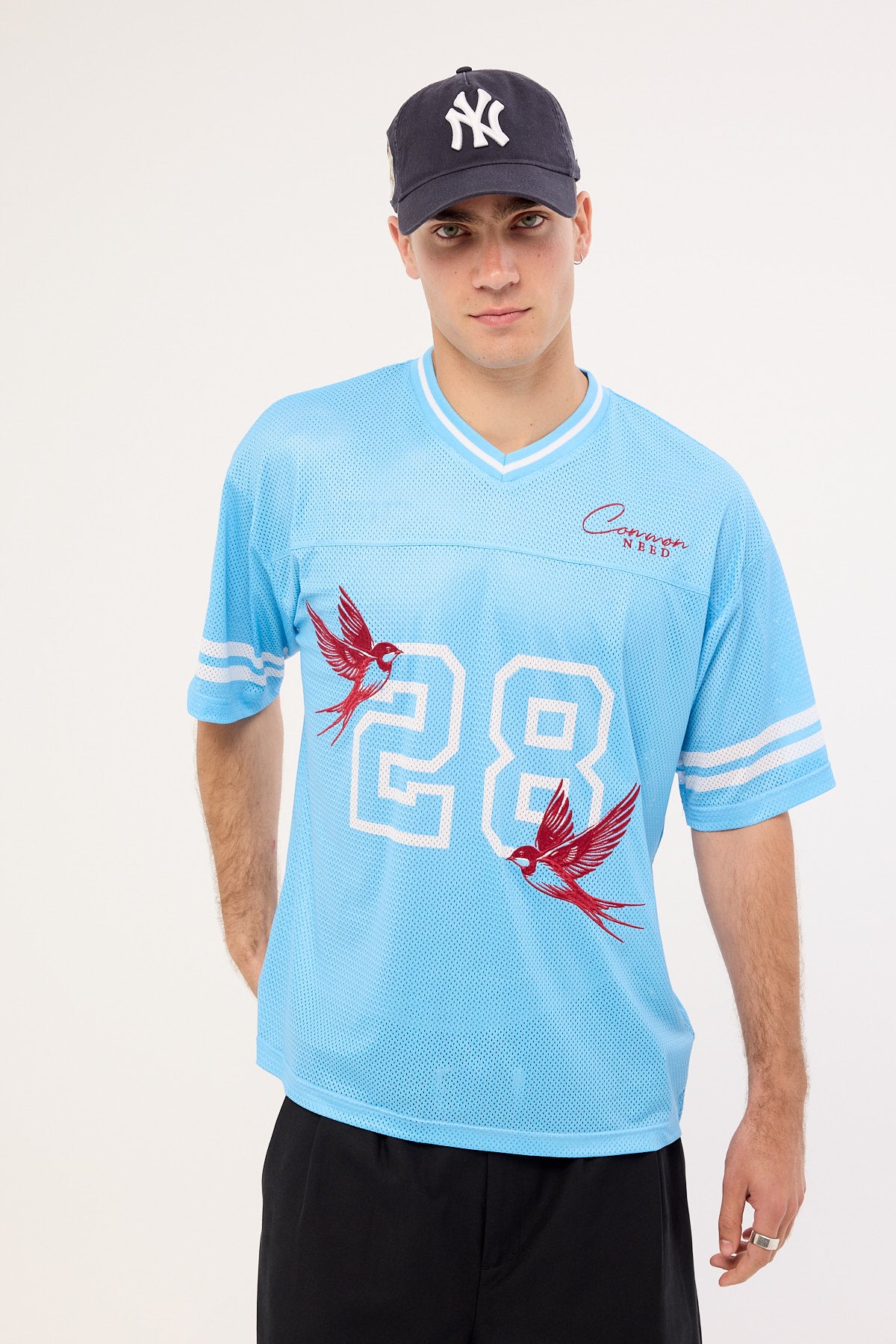 Common Need Swallows V-Neck Jersey Powder Blue