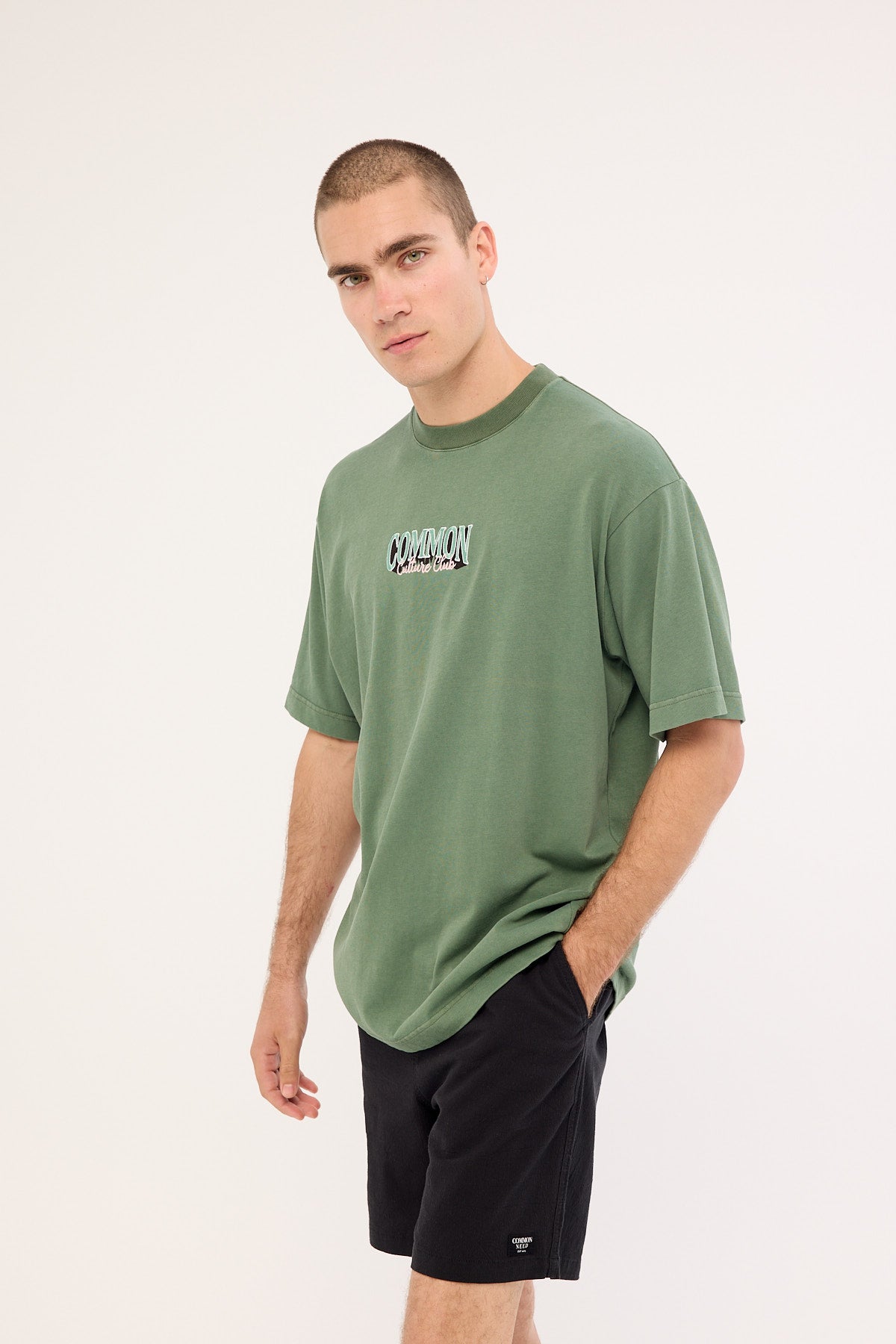 Common Need Depth Heavyweight Boxy Tee Washed Green