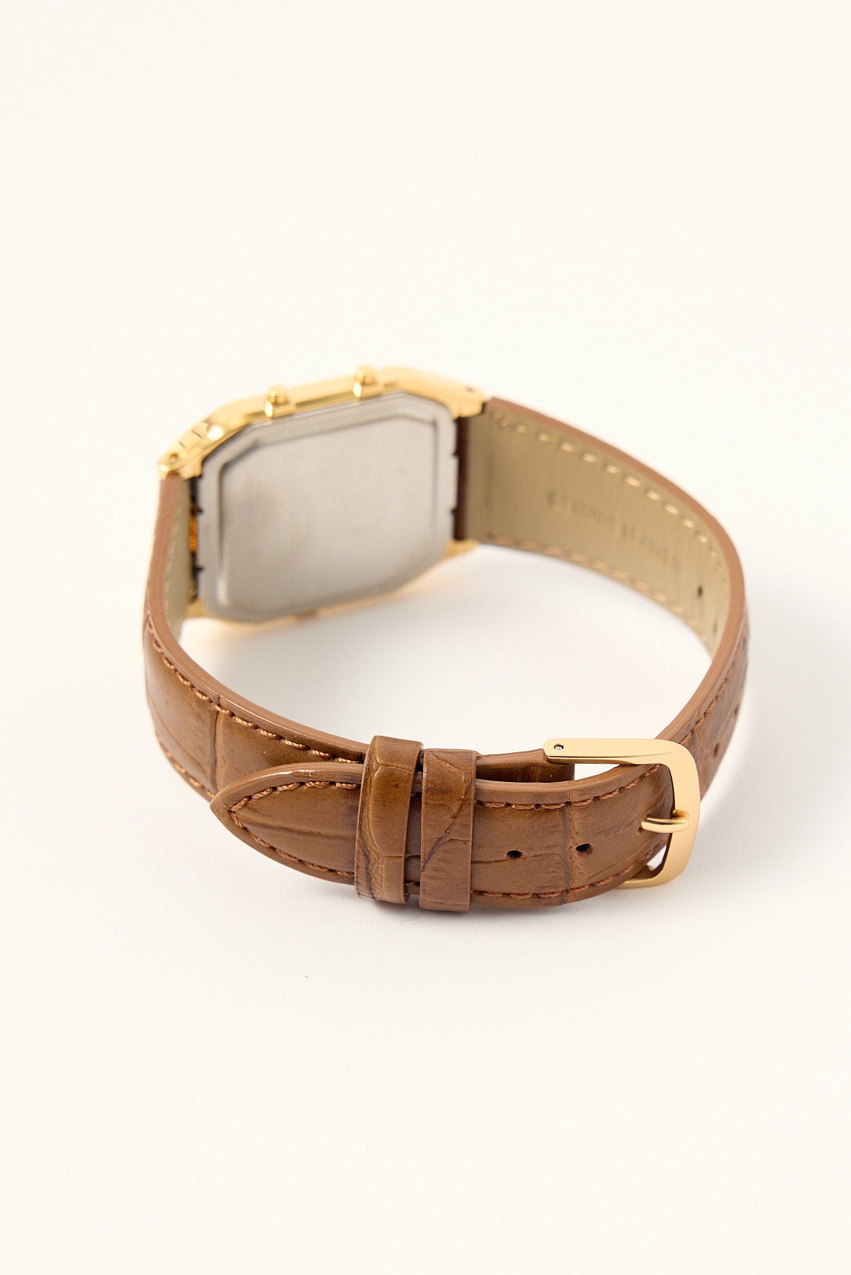 Casio AQ230EGL-9 Duo Watch Gold/Tan Croc PU Strap