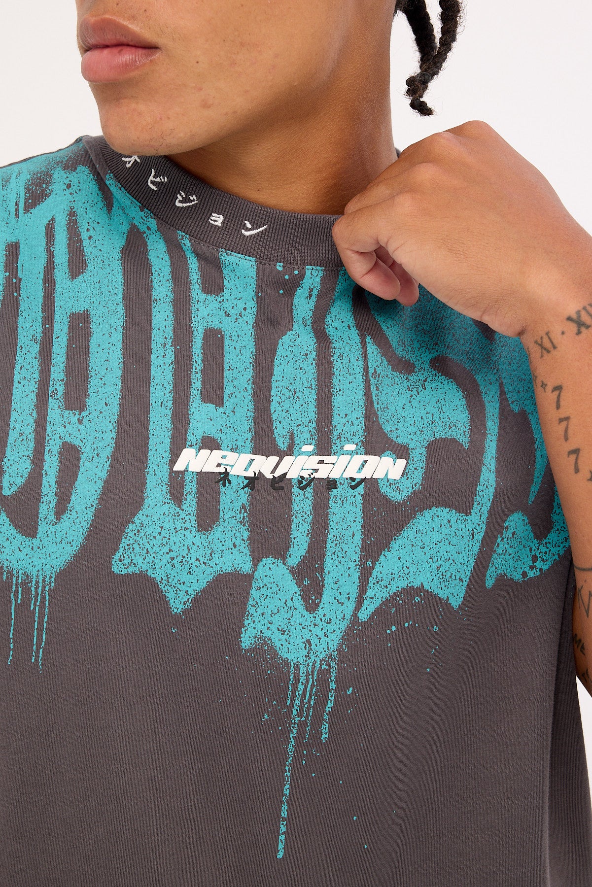 Neovision Menace Cropped Muscle Tank Asphalt