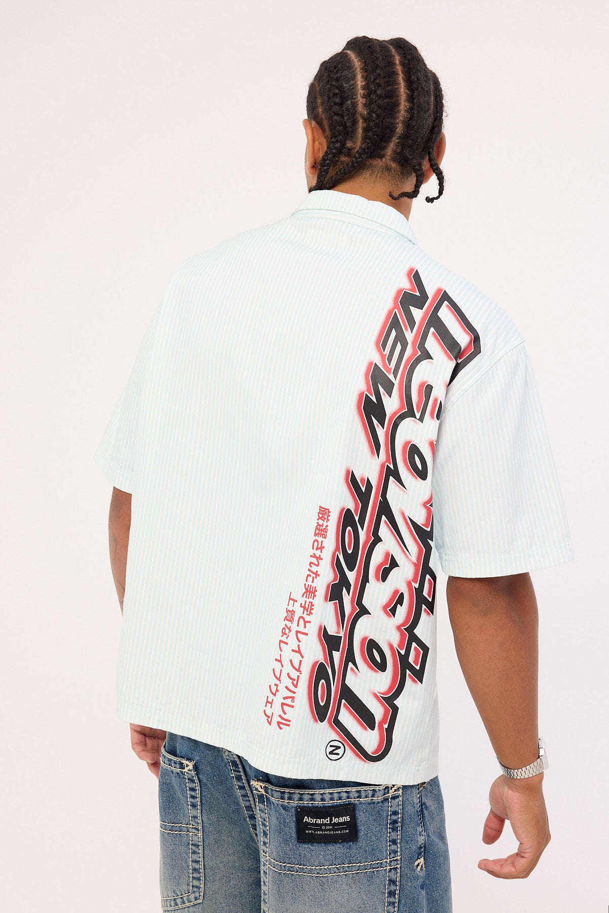 Neovision Graphite Cropped Quarter Zip Polo Blue/White Stripe