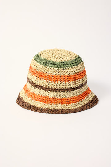 Token Wicker Stripe Bucket Hat Orange Stripe