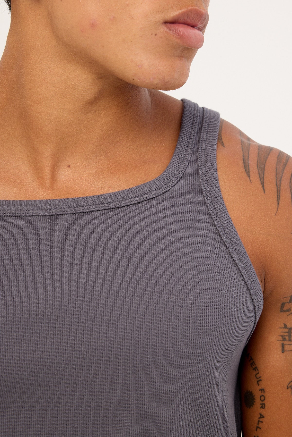 Common Need Square Neck Singlet Tank Dark Grey
