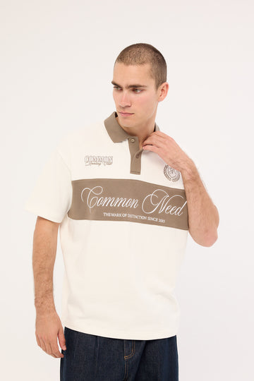 Common Need Alumni Short Sleeve Rugby Polo Off White
