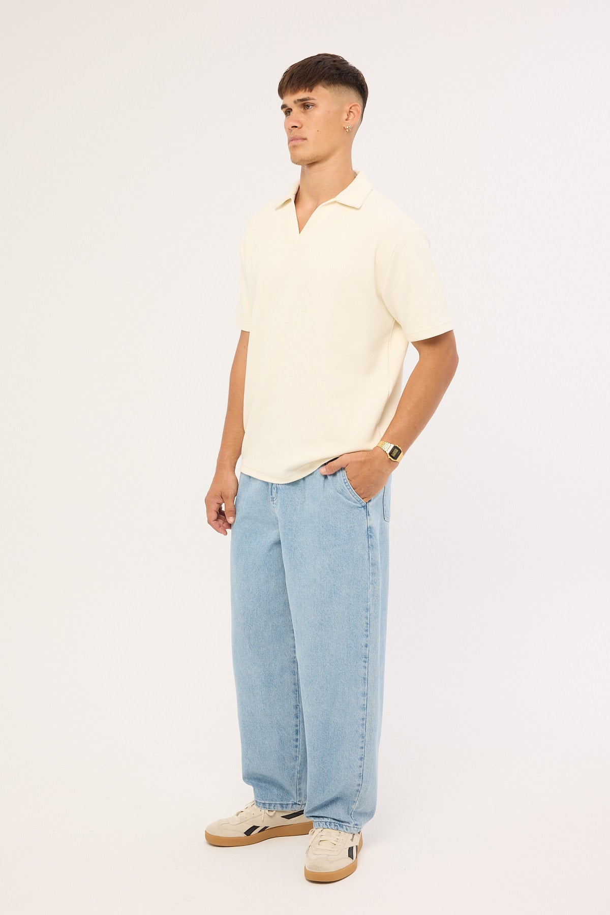 Common Need Blanco Pleated Jean Haze Blue