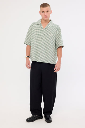 Common Need Blanco Linen Pleated Tailored Trouser Black