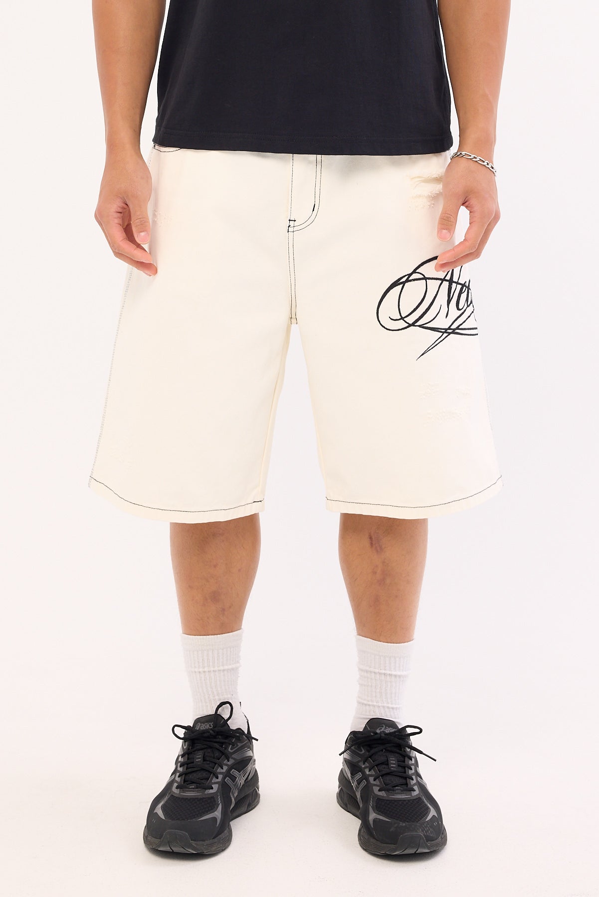 Neovision Scripture Nexa Baggy Jort Stone White