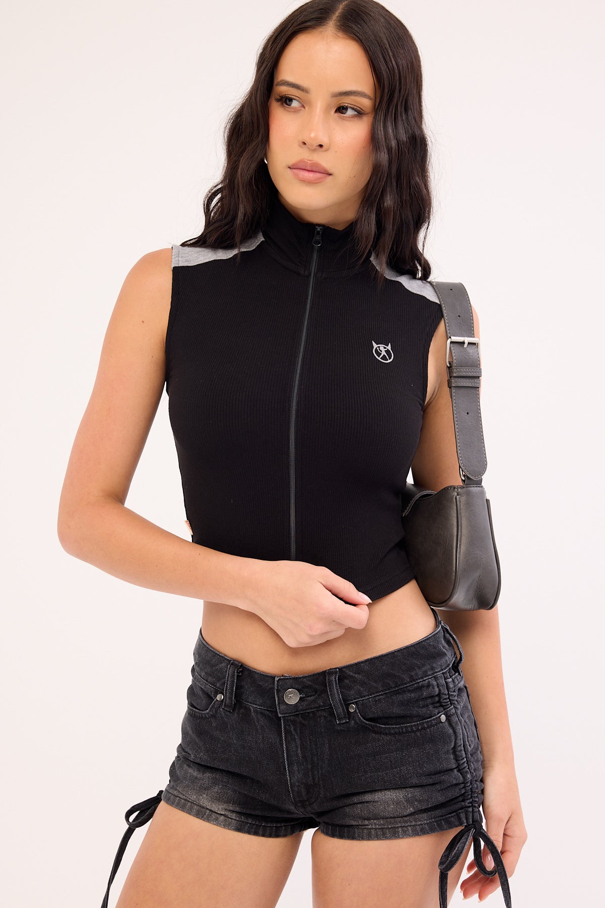 Rusty Speed Zip Through Tank Black/Grey