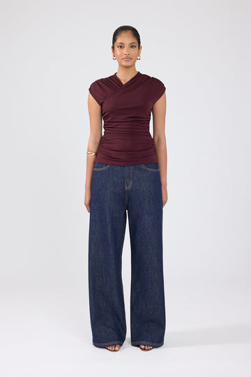 Perfect Stranger Dara Sleeveless Wrap Top Plum