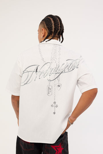 Neovision Shackle Oversize Shirt White/Black Stripe