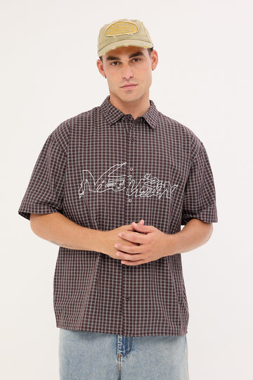 Neovision Underpass Check Oversize Shirt Brown Check