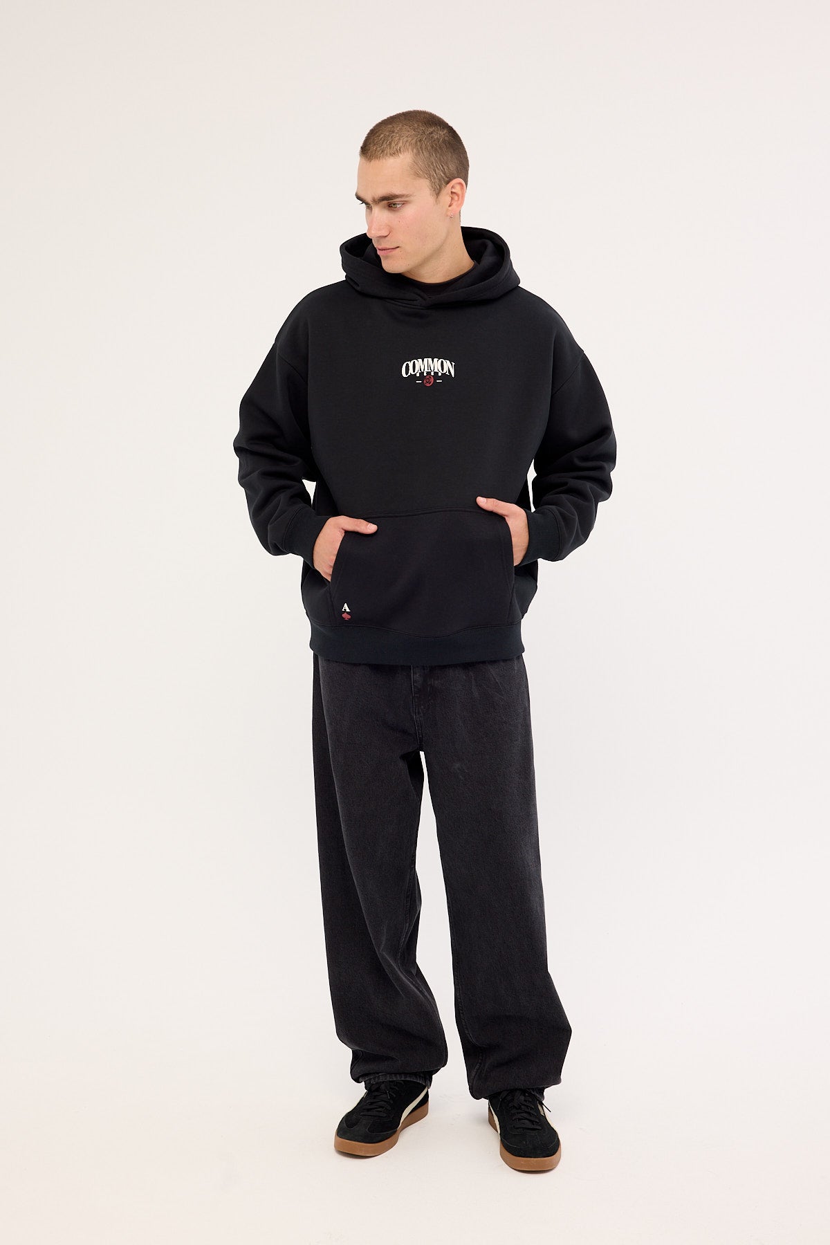 Common Need Stake Boxy Hoodie Black