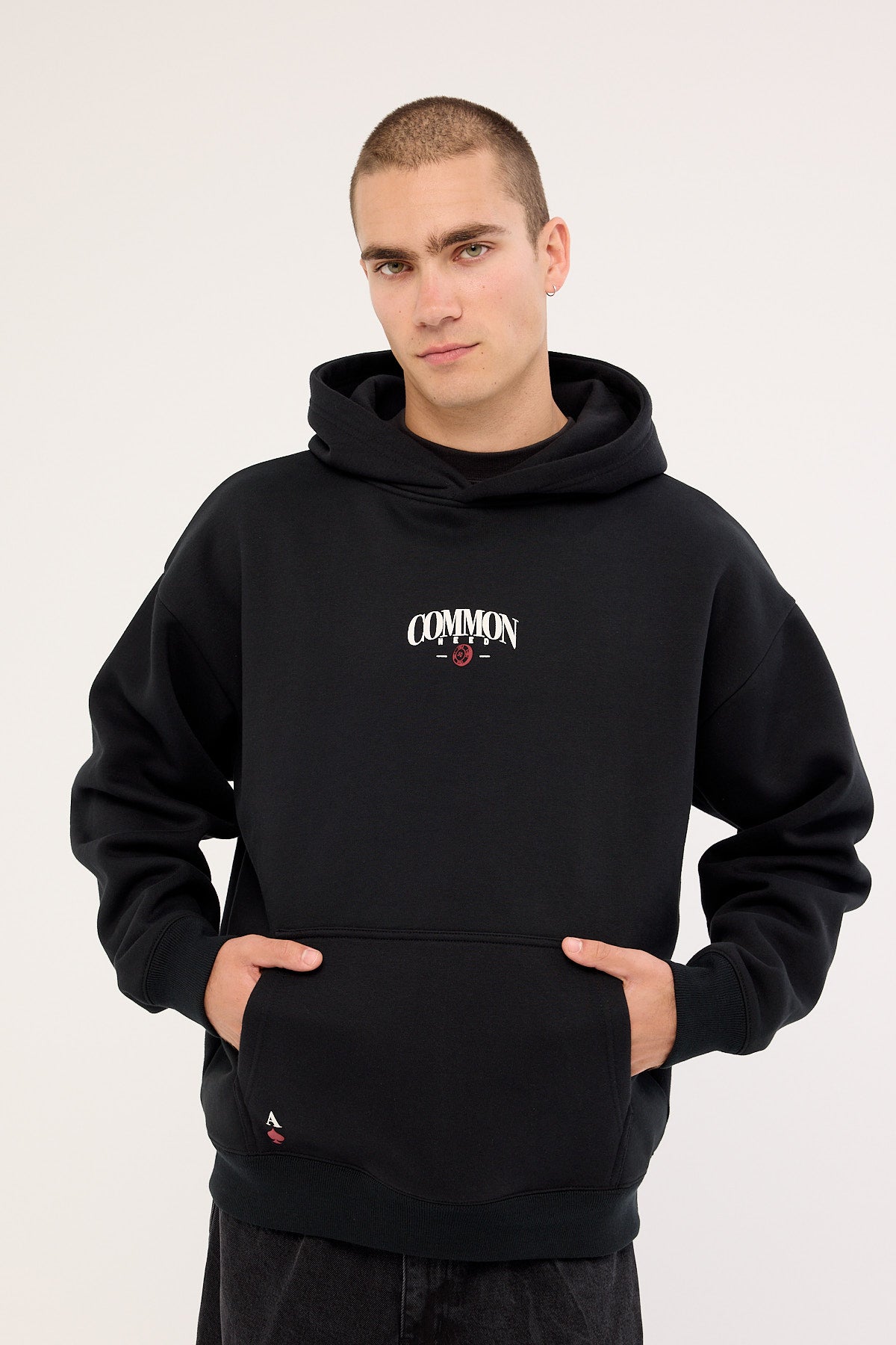 Common Need Stake Boxy Hoodie Black