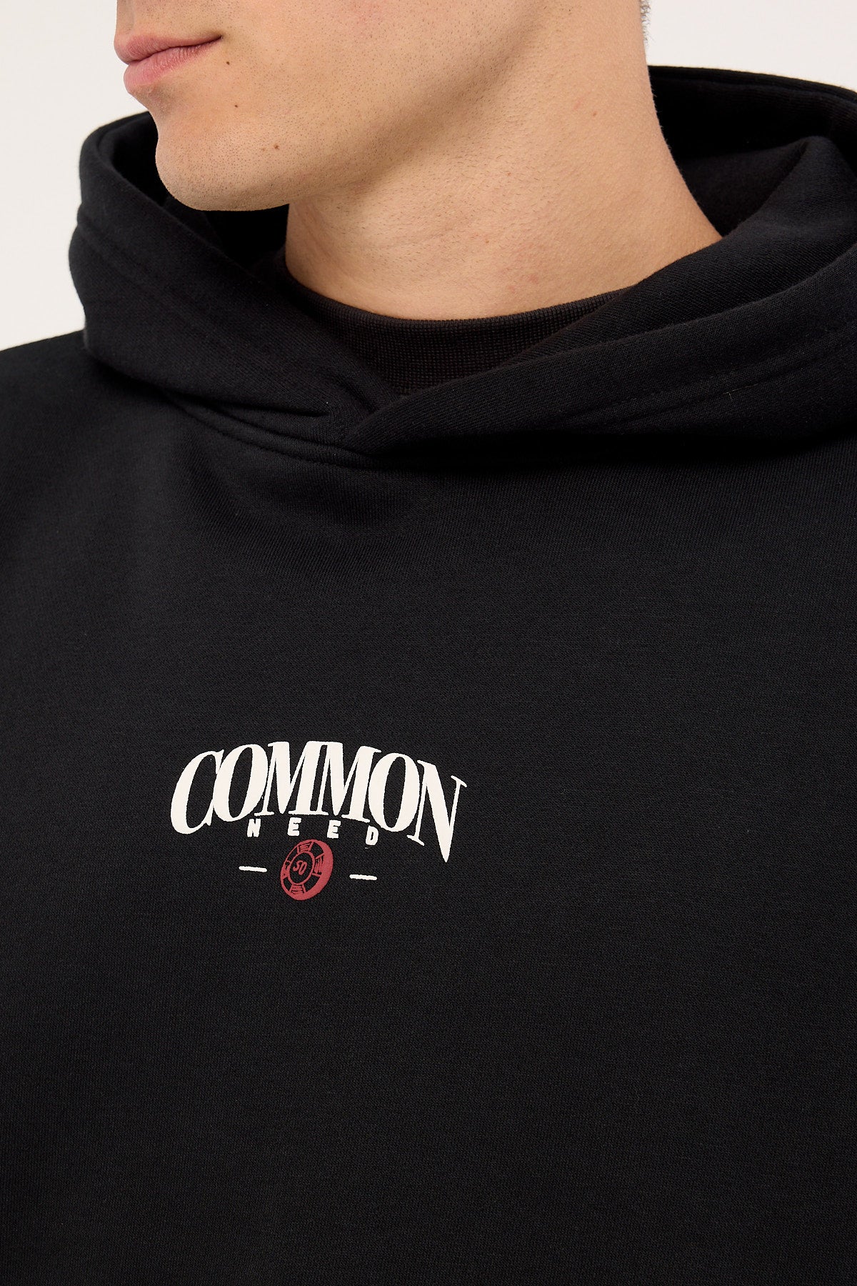 Common Need Stake Boxy Hoodie Black