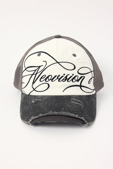 Neovision Arcane Distressed Trucker Cap Washed Black/White