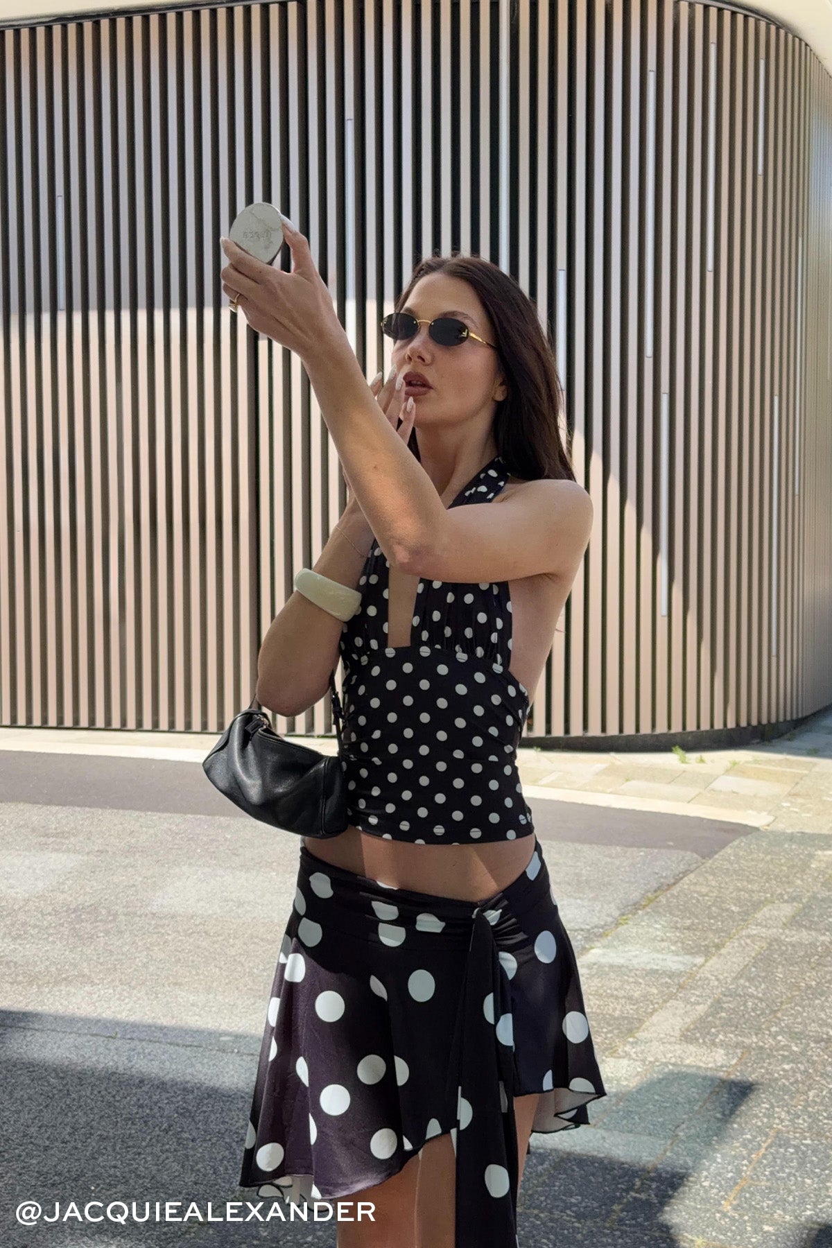 Lioness Safari Midi Skirt Noir Polka