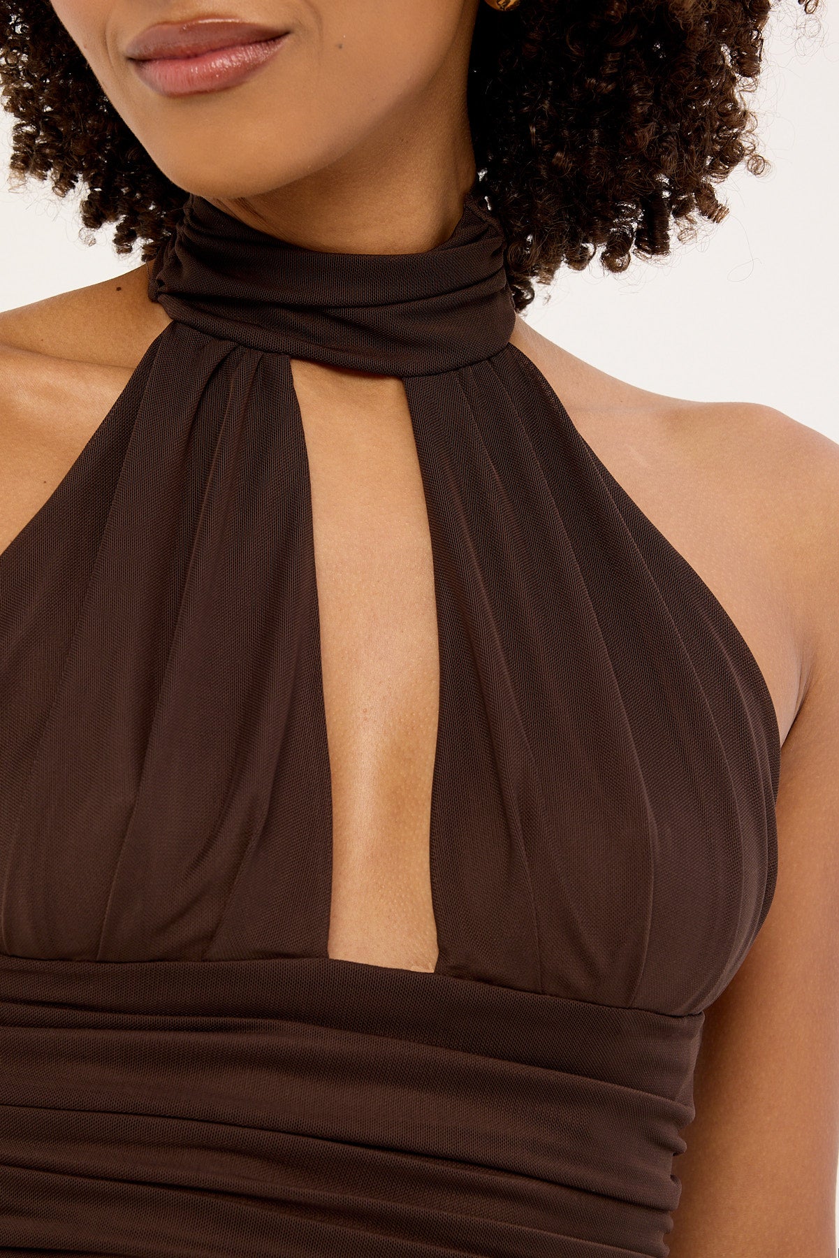 Perfect Stranger Carmin Halter Mini Dress Brown