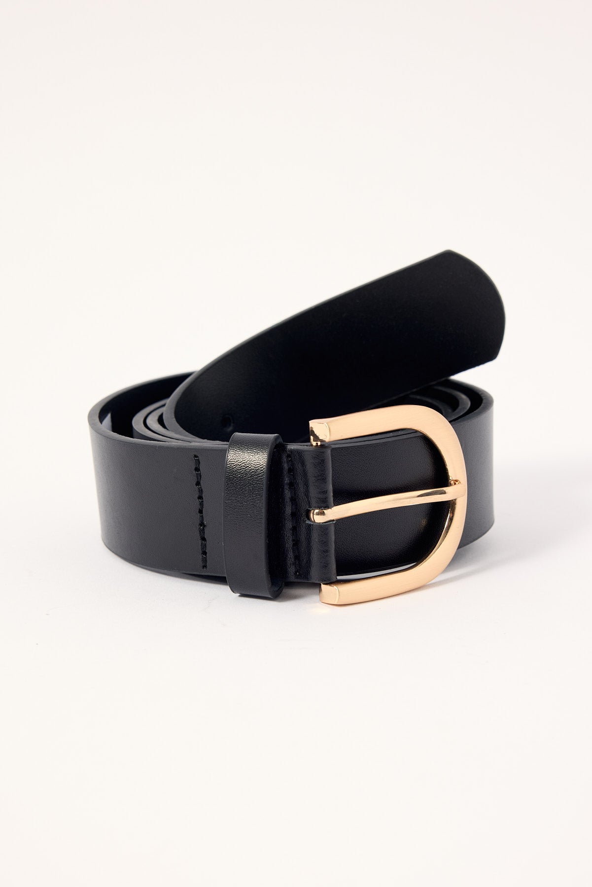 Common Need Path Slim Leather Belt Black