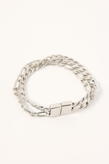 Neovision Dual Chain Bracelet Brushed Silver