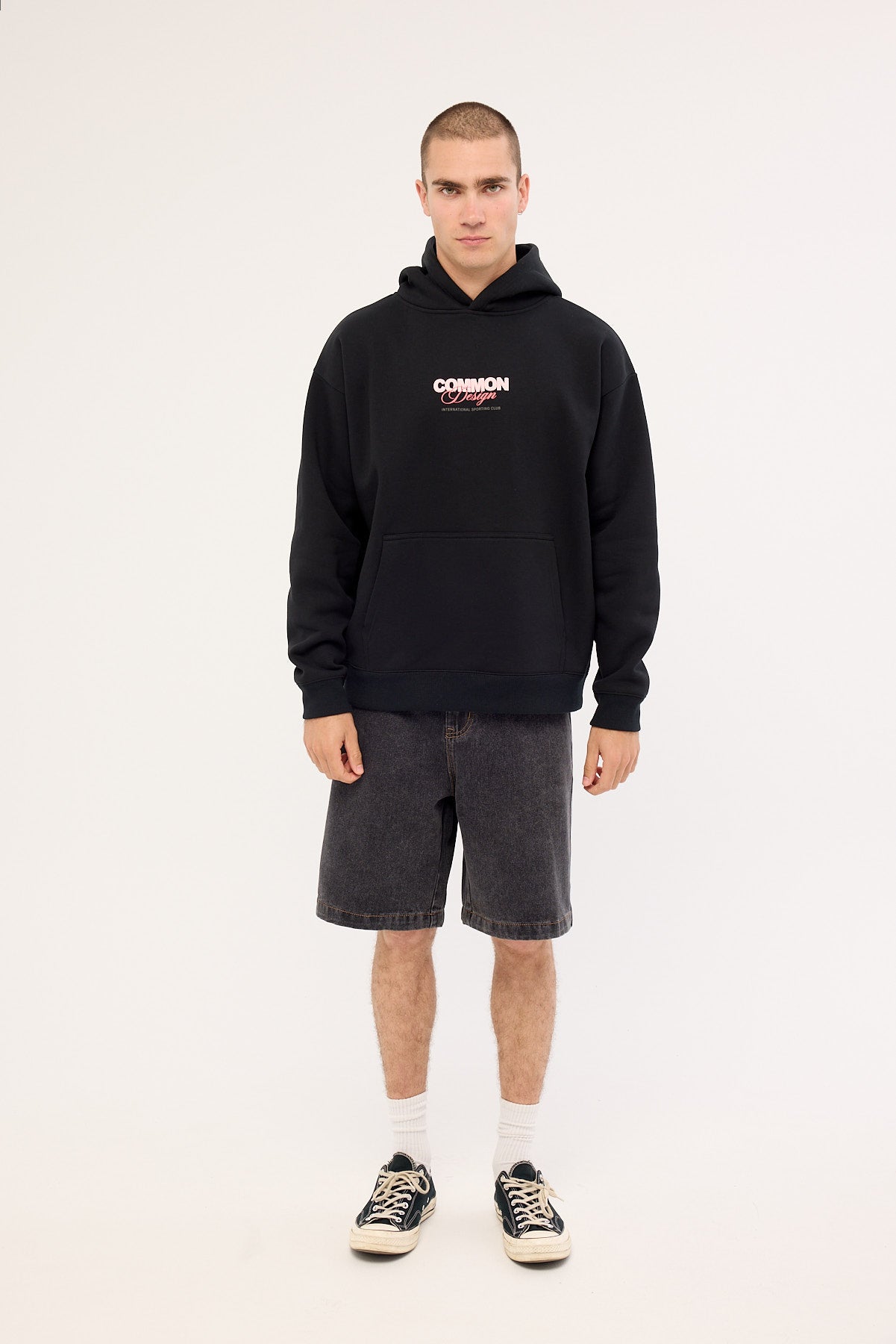 Common Need Compose Boxy Hoodie Black