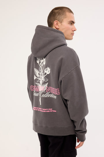 Common Need Wildflower Boxy Hoodie Washed Black