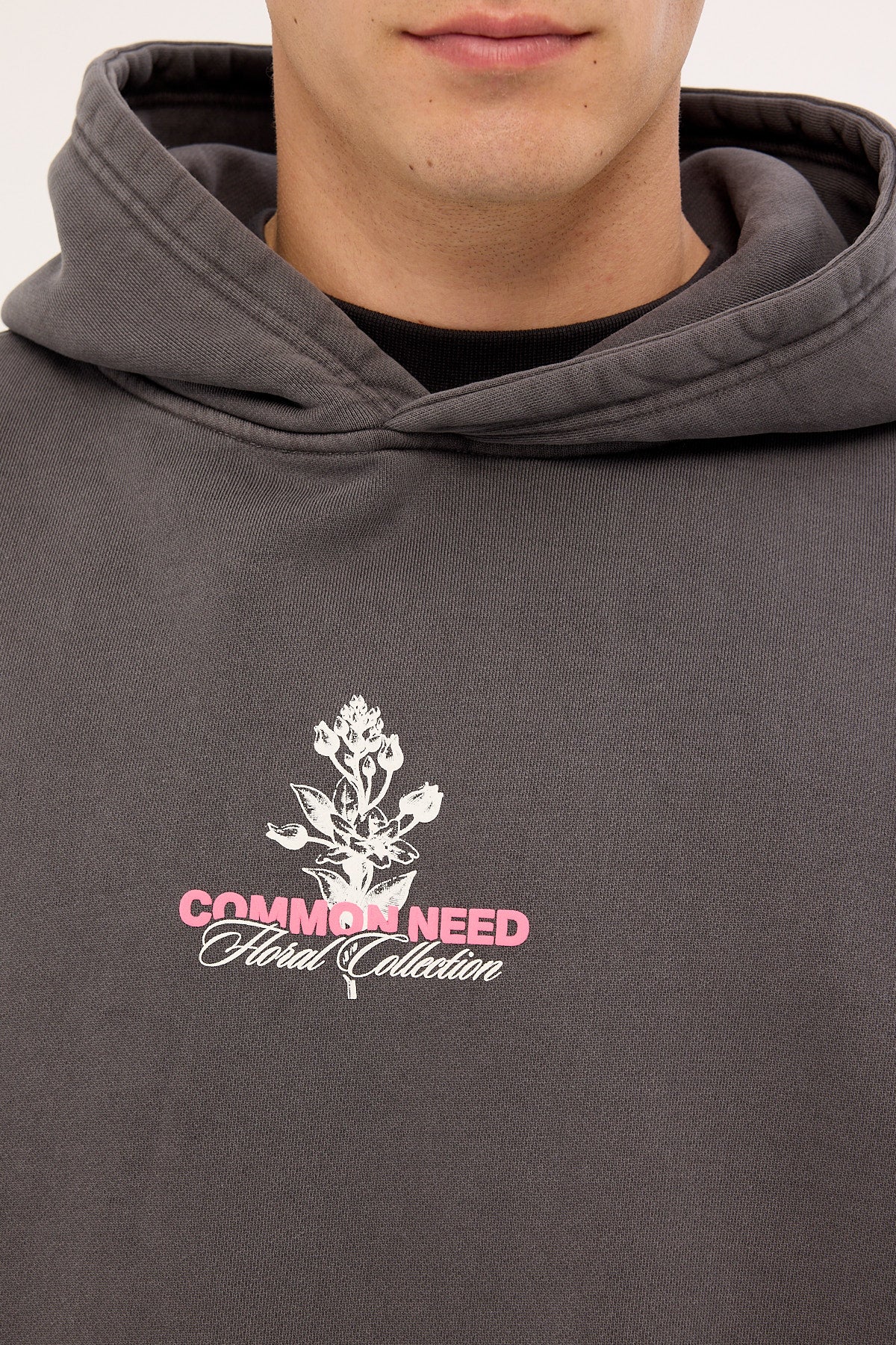 Common Need Wildflower Boxy Hoodie Washed Black