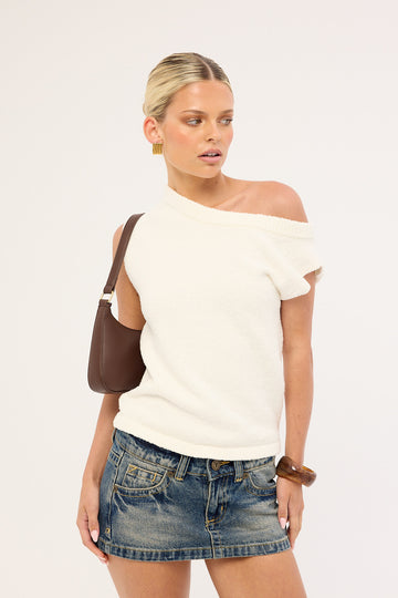 Luck + Trouble Ella Knit Top White
