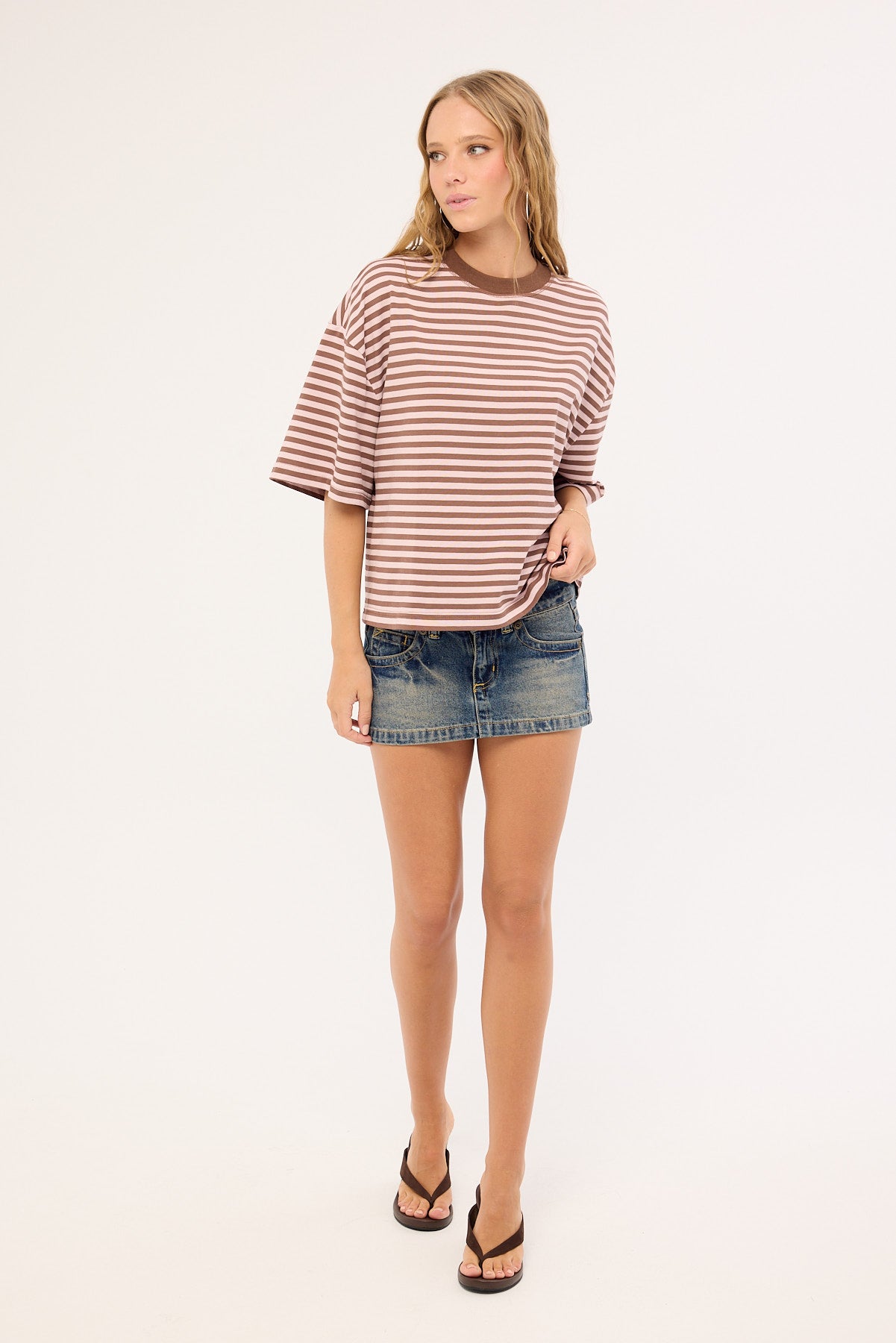 Lioness Bloom Short Sleeve Chocolate Blush Stripe