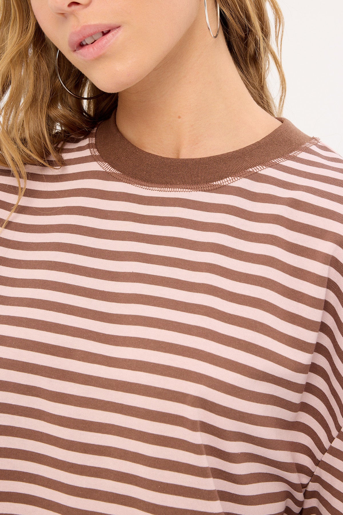 Lioness Bloom Short Sleeve Chocolate Blush Stripe