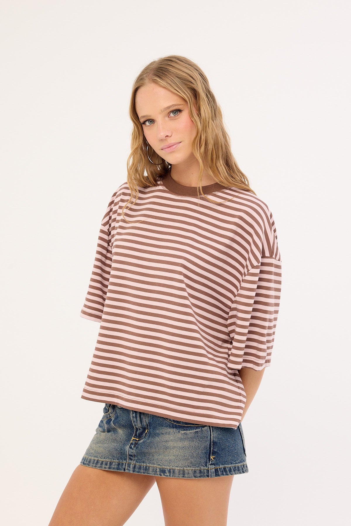 Lioness Bloom Short Sleeve Chocolate Blush Stripe