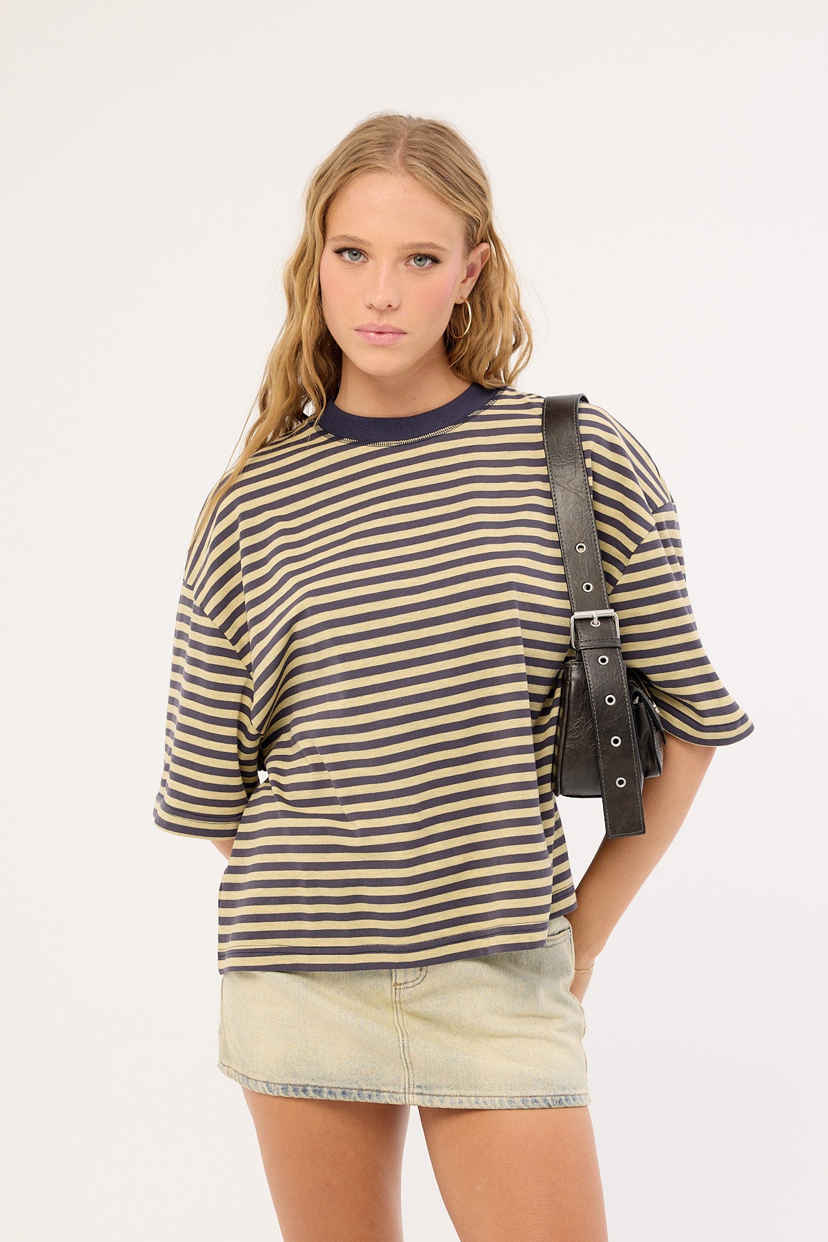 Lioness Bloom Short Sleeve Beige Stripe