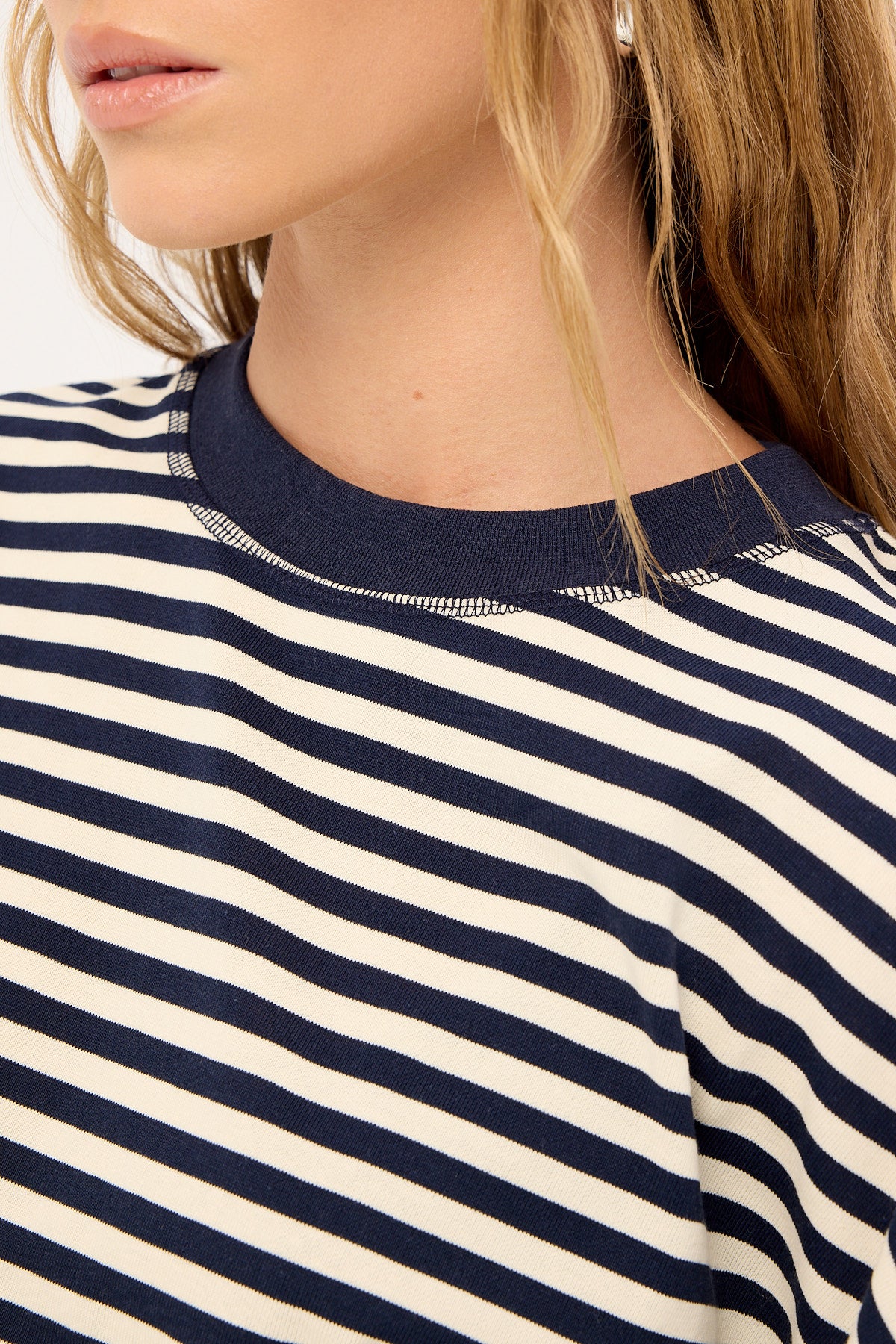 Lioness Bloom Short Sleeve White Navy Stripe