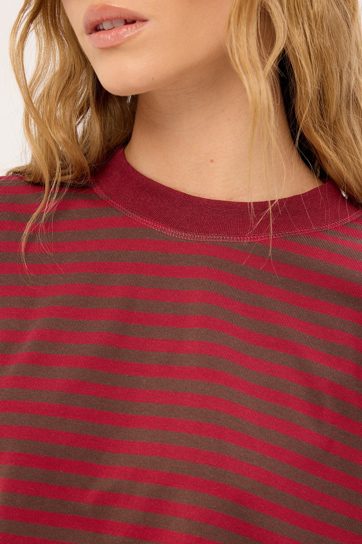 Lioness Bloom Long Sleeve Chocolate Wine Stripe