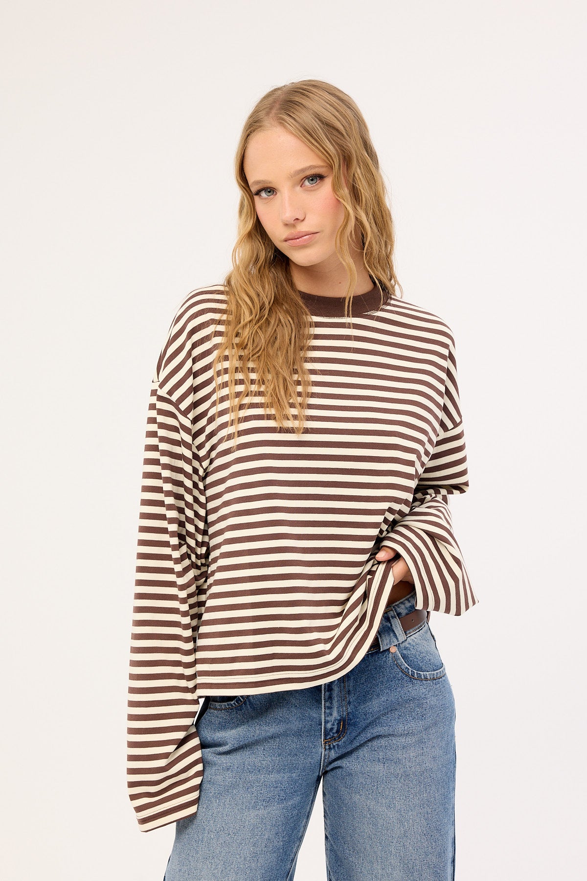 Lioness Bloom Long Sleeve Dark Chocolate Stripe