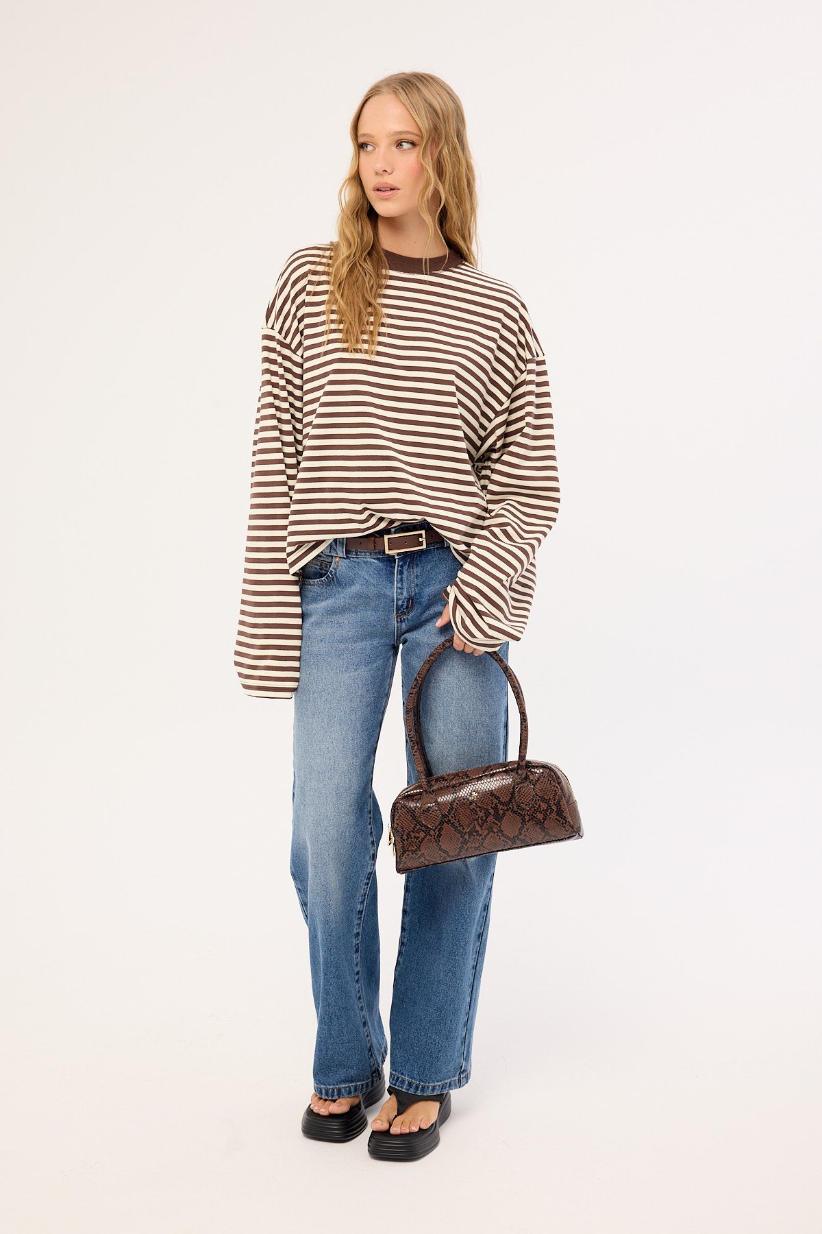 Lioness Bloom Long Sleeve Dark Chocolate Stripe