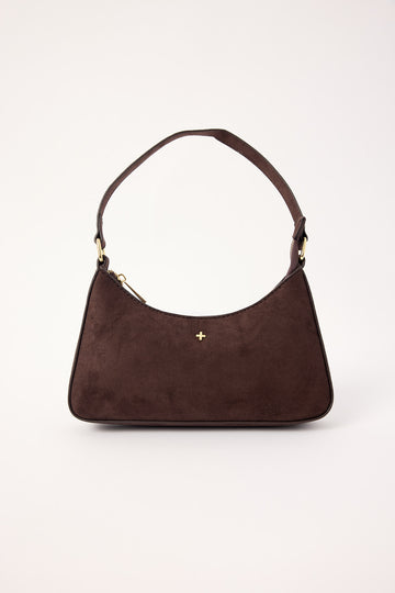 Peta + Jain Josee Shoulder Bag Espresso Suede/Gold