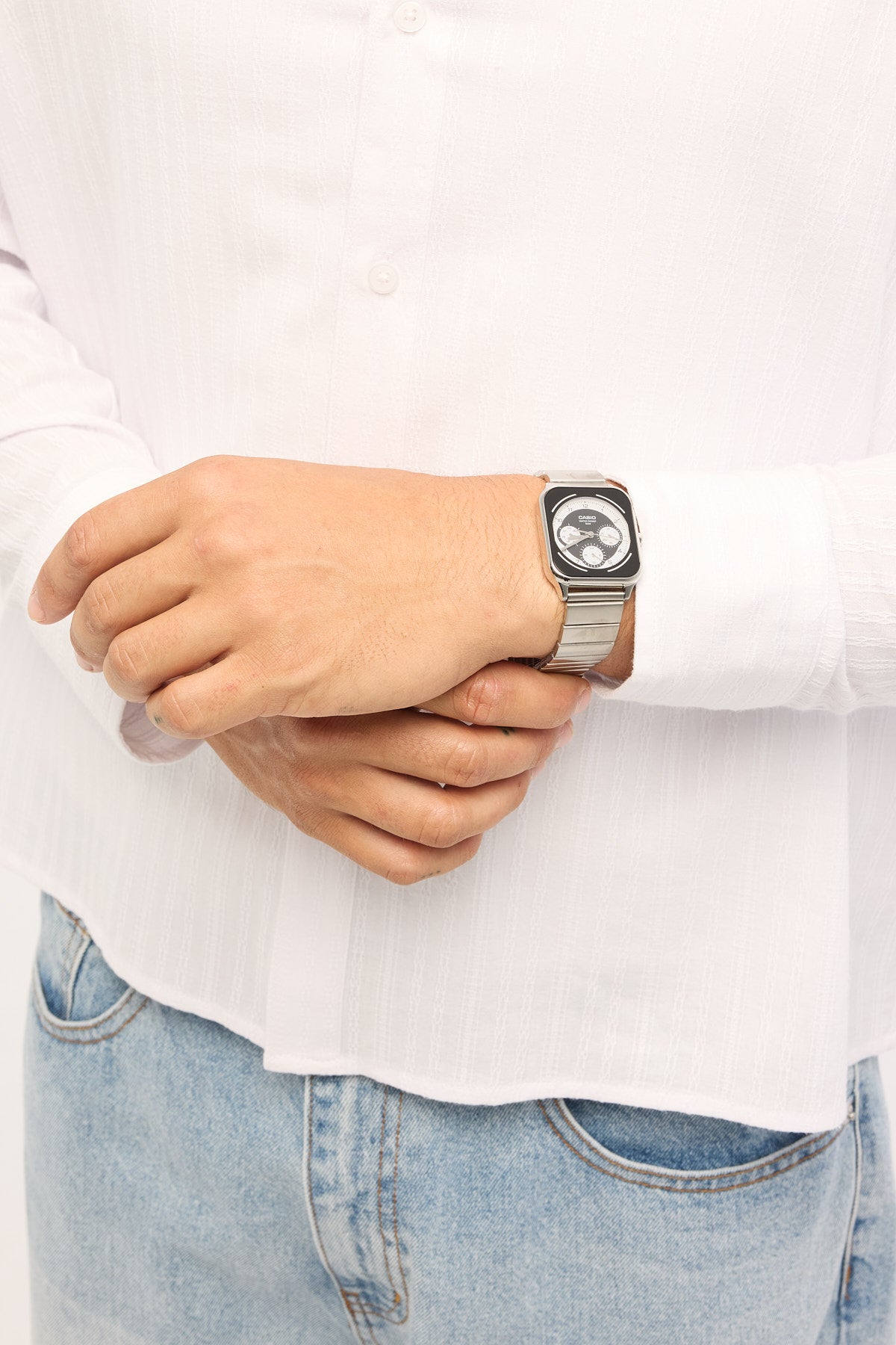 Casio MTPM307D-1B Analogue Watch Silver/Black