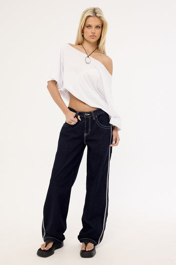 Rusty Flip Mommy Low Rise Wide Leg Jean Raw Dawg/pink