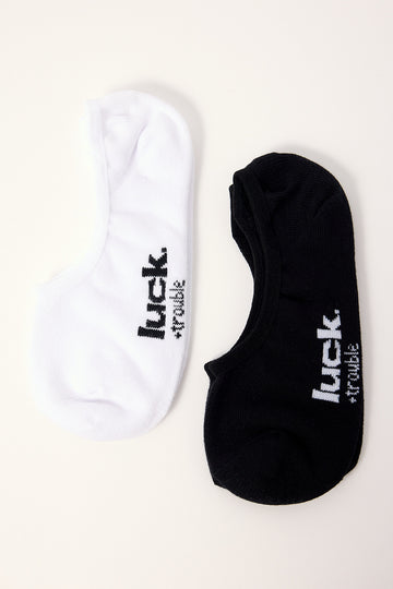 Luck + Trouble Invisible Sock 2 Pack White and Black