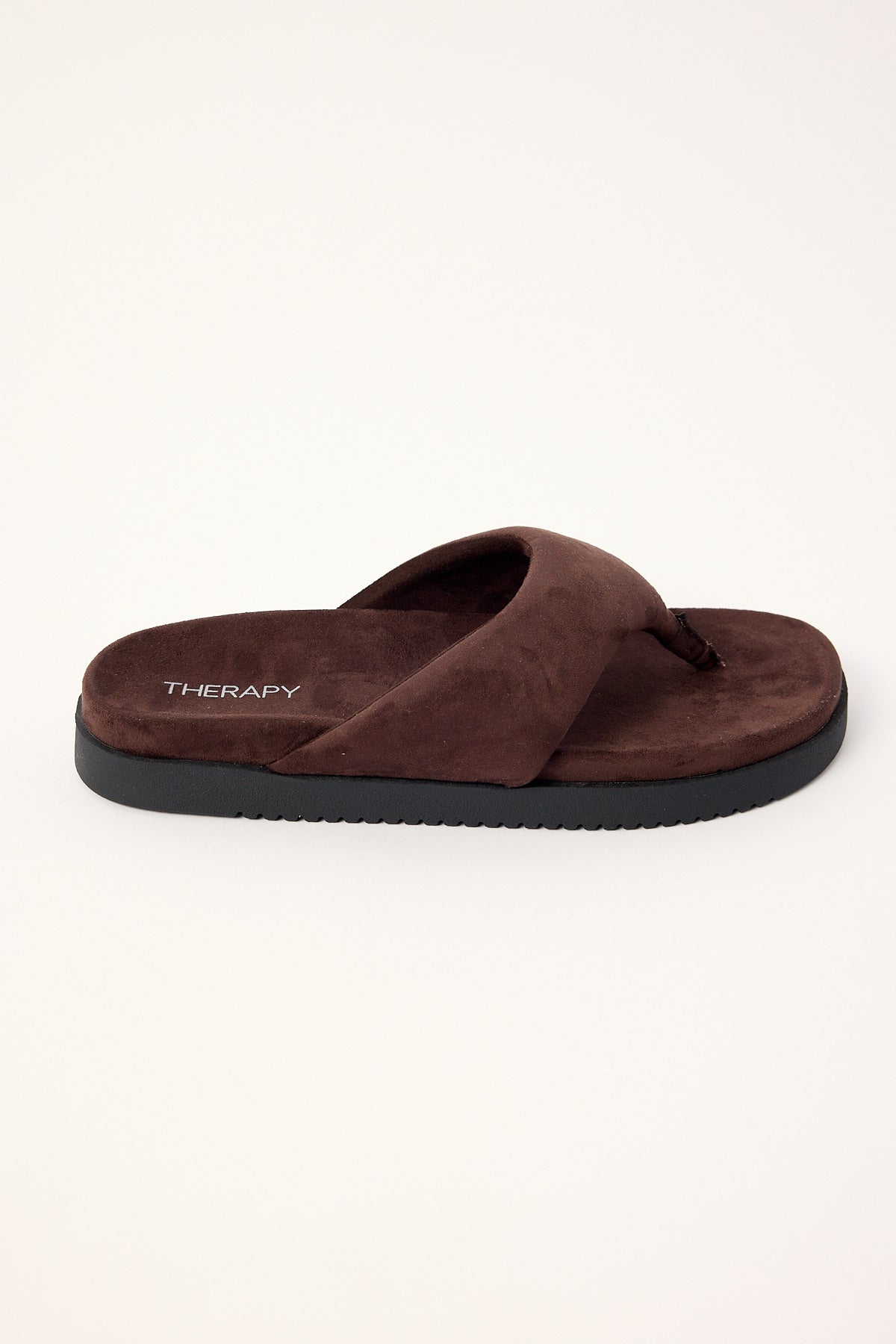 Therapy Radar Thong Slide Chocolate Faux Suede
