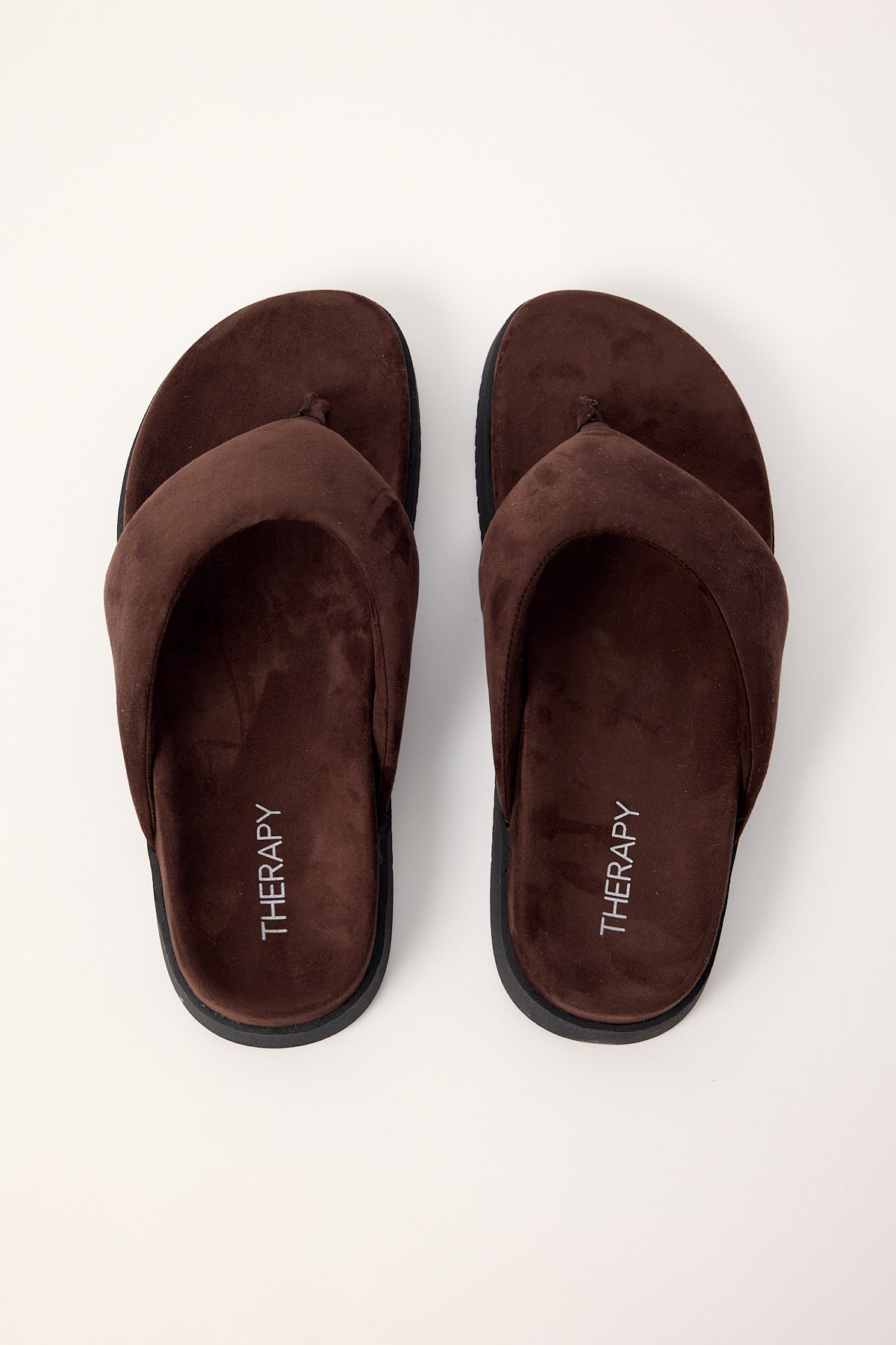 Therapy Radar Thong Slide Chocolate Faux Suede