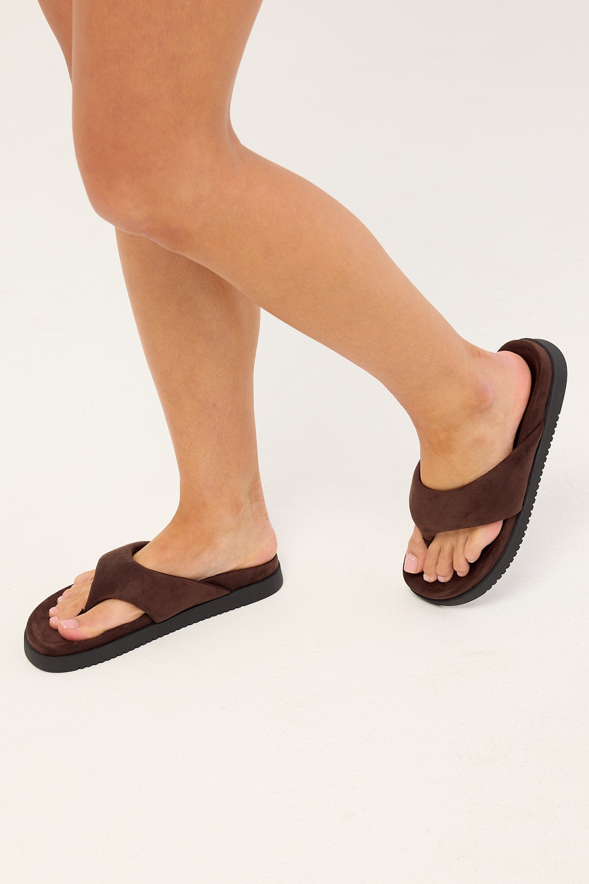 Therapy Radar Thong Slide Chocolate Faux Suede