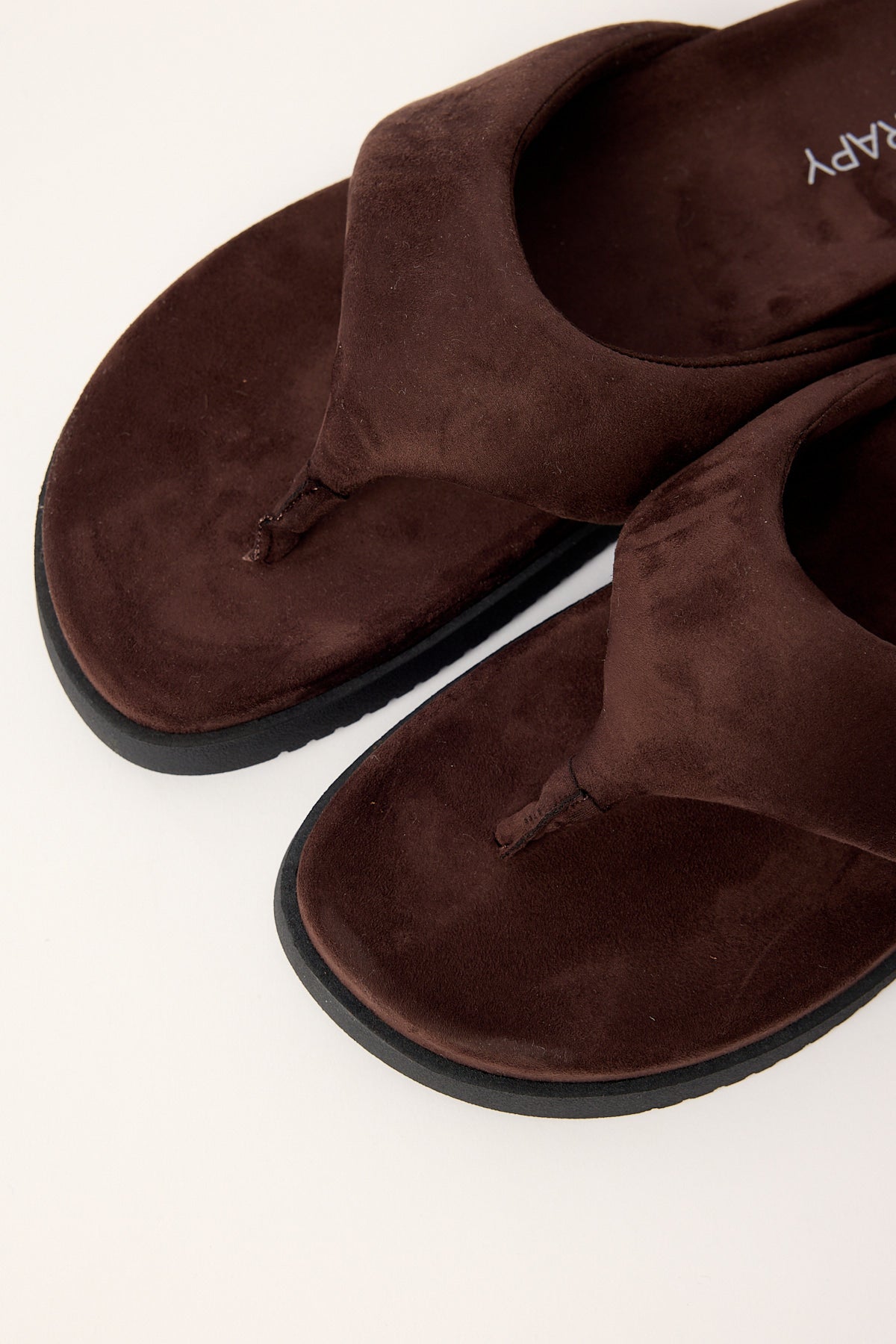 Therapy Radar Thong Slide Chocolate Faux Suede