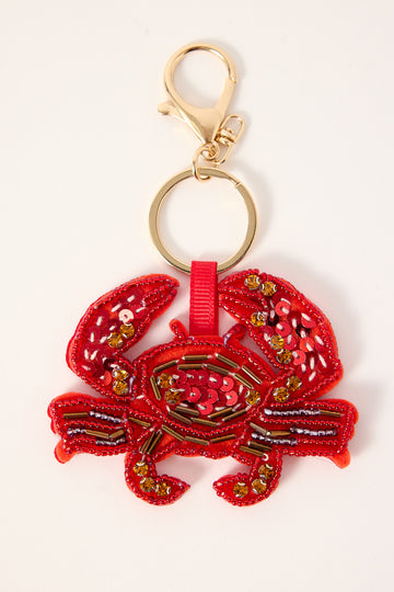 Token Sequin Crab Keyring Red