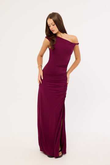 Perfect Stranger Miro Twist Maxi Dress Plum