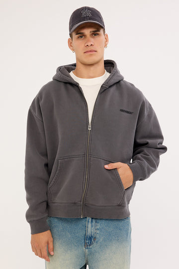 Neovision Nova Base Zip Through Street Hoodie Washed Black