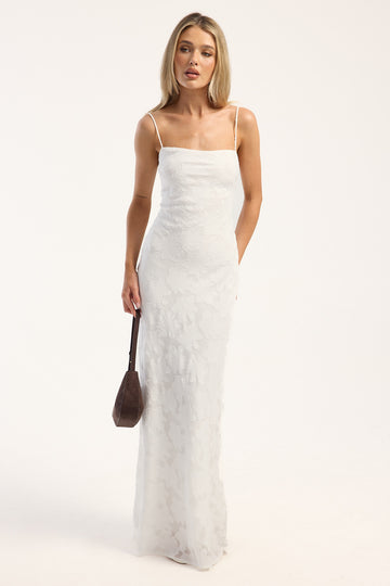 Perfect Stranger Hattie Jacquard Maxi Dress White