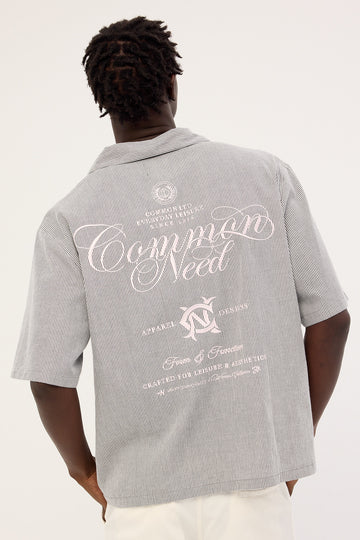 Common Need Relay Boxy Cropped Resort Shirt Off Black